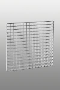 A transparent grid panel featuring a series of evenly spaced squares, suitable for various organizational purposes.