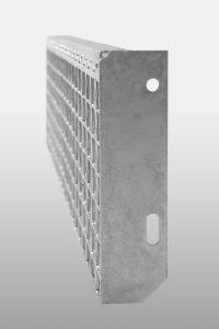 a close-up of a metal panel